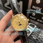 Swiss Grade Copy Patek Philippe Complications Gold Dial Watch
